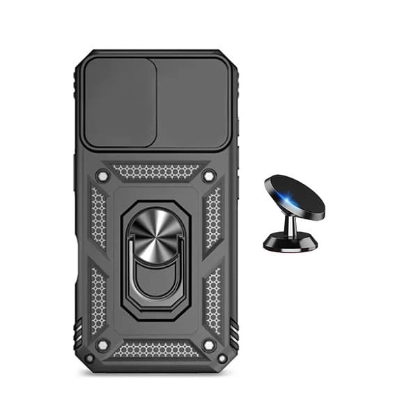 Magnetiskt bilfäste för iPhone 17, Stötsäker Militär Defender, Svart