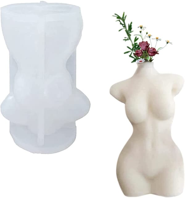 Silikoneform 3D Kvindekrop, 10 cm, Hvid, til Stearinlys Sæbe Gips DIY