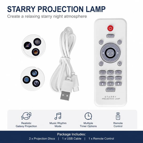 LED Tripod Stjärnprojektor, Bluetooth-musik, USB-driven, Nattlampa för Hem Sovrum