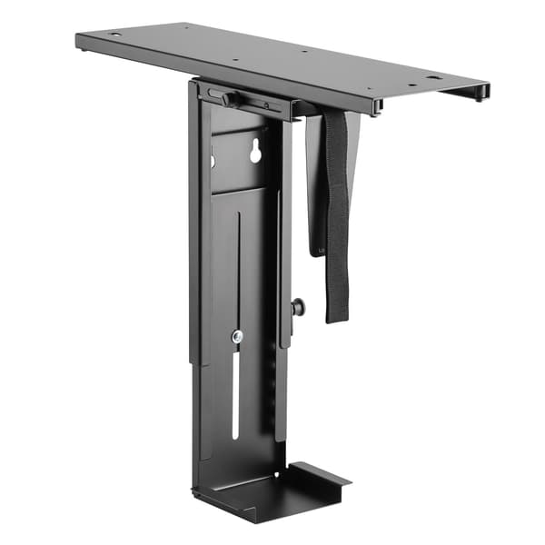 Justerbart PC-feste under skrivebord, roterbart 360°, uttrekkbart, passer til PC-kabinetter opptil 10 kg