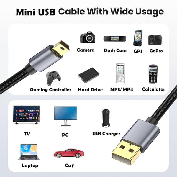 Højhastigheds USB Mini 5-bens kabel 10m