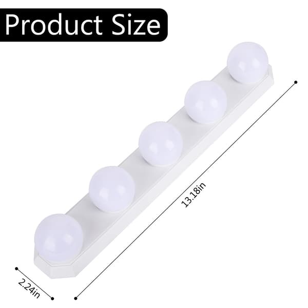Bærbart LED sminkespeillys, USB oppladbart, 3 lysmoduser for baderom og omkledningsrom