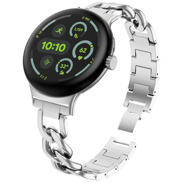 Urrem i rustfrit stål til Google Pixel Watch 3 45 mm, sølv, justerbar