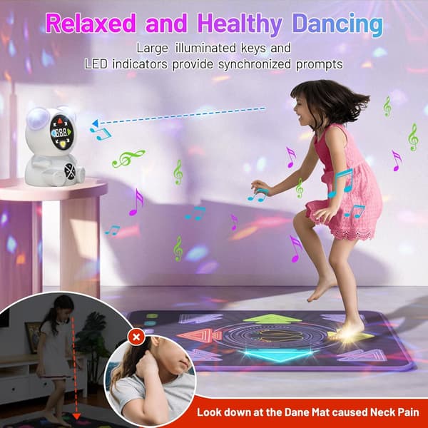 Dansemåttelegetøj til børn 3-12 år, trådløs Bluetooth lysende musikdanseplade, gaver til drenge og piger