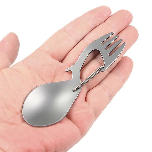 Multifunktionel ske i rustfrit stål / titanium, flaskeåbner til backpacking, vandreture, camping, rejser Titanium Alloy