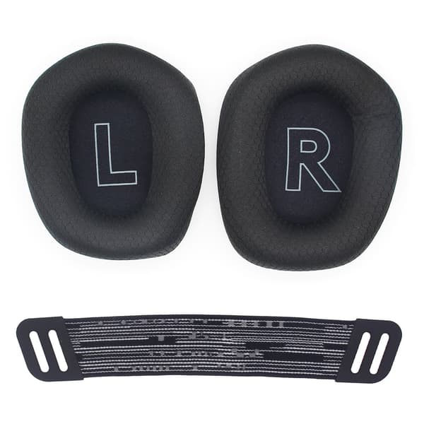 Øreputer og hodebåndpute for Logitech G733, svart, nettingstoff, minneskum