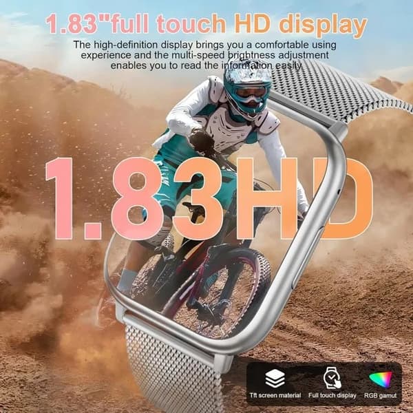Dame Smartwatch 1,83\" med Bluetooth-opkald, 113+ sportstilstande, puls- og søvnmonitor, skridttæller