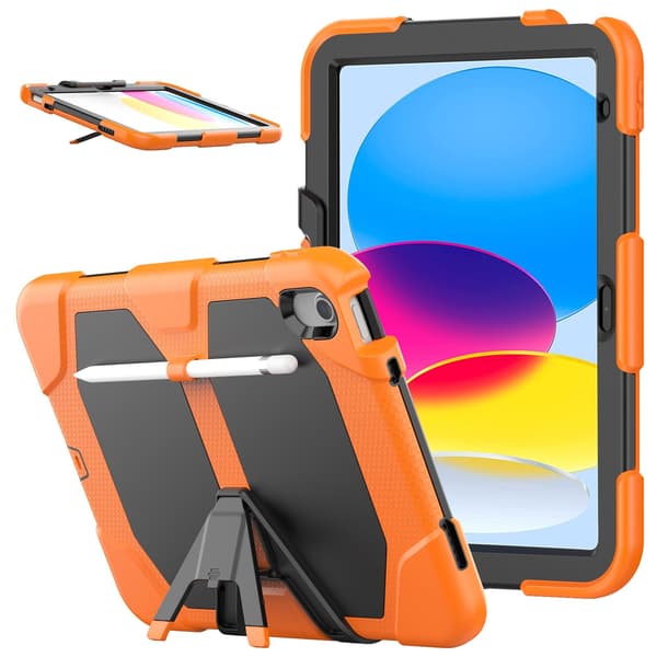 Robust silikon PC-surfplattefodral med stativ för iPad 10:e generationen 10.9\" 2022, orange green