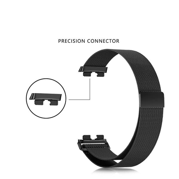 Magnetisk rem til Huawei Band 9, rustfrit stål, åndbar, sikker pasform, sort