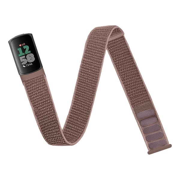 Nylonarmbånd kompatibelt med Fitbit Charge 5/6, justerbart åndbart, pink