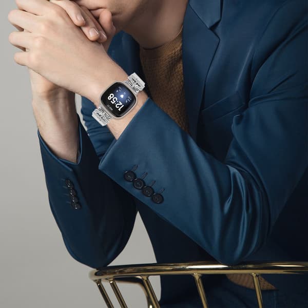 Klokkerem i rustfritt stål for Fitbit Versa 3/4/Sense 2, sølv