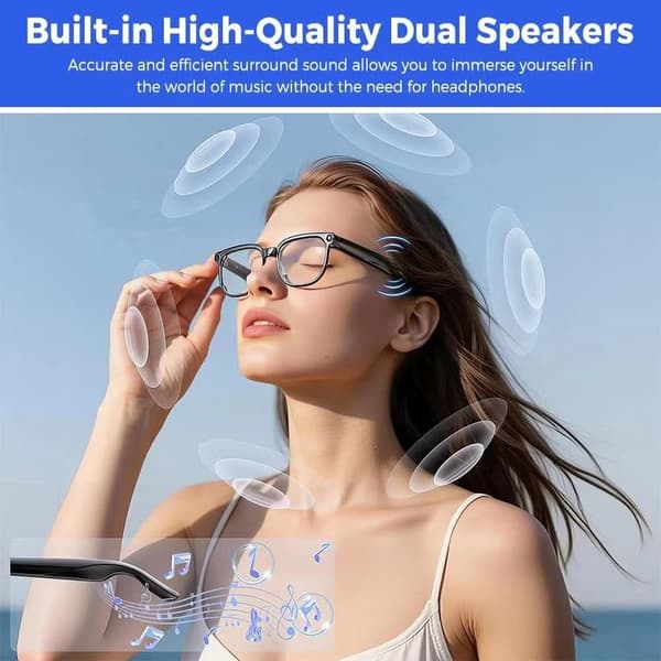 AI smarte briller med 4K videoopptak, stemmeoversettelse, ChatGPT-assistent, Bluetooth, IP65