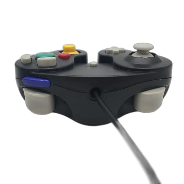 Shock kablet spilcontroller til Nintendo Gamecube GC Wii - Retro klassisk USB-controller, sort (demo, mindre ridser)