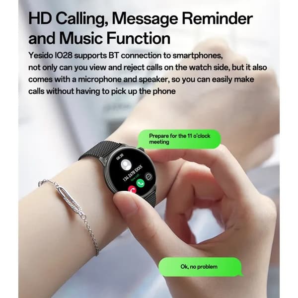 Smartwatch med Bluetooth-opkald, sundhedsmonitor, dobbeltrem, zinklegering, sort
