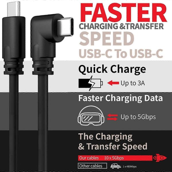 3m/5m/10m USB-C Link-kabel til Oculus Quest 2 - Højhastighedsdataoverførsel og opladning 5m