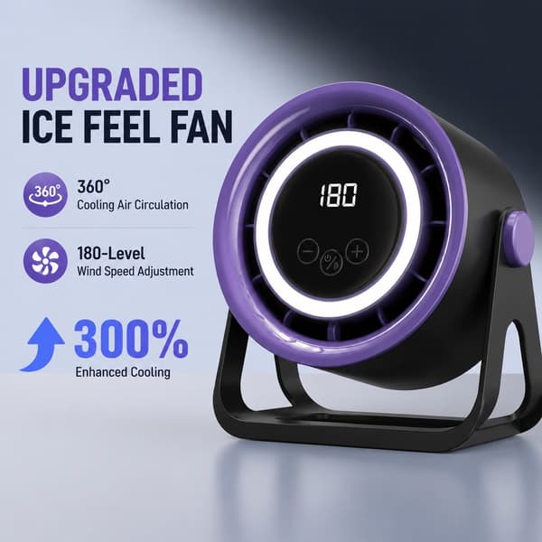 USB Bordventilator, Lydløs Bærbar Køleventilator til Hjemmekontor Soveværelse, Touch Control