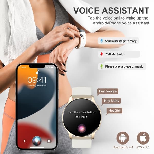 Smartwatch til kvinder med Bluetooth-opkald, 1,32\" pulsmåler, søvn, skridttæller, SpO2, kvindelig sundheds-tracker