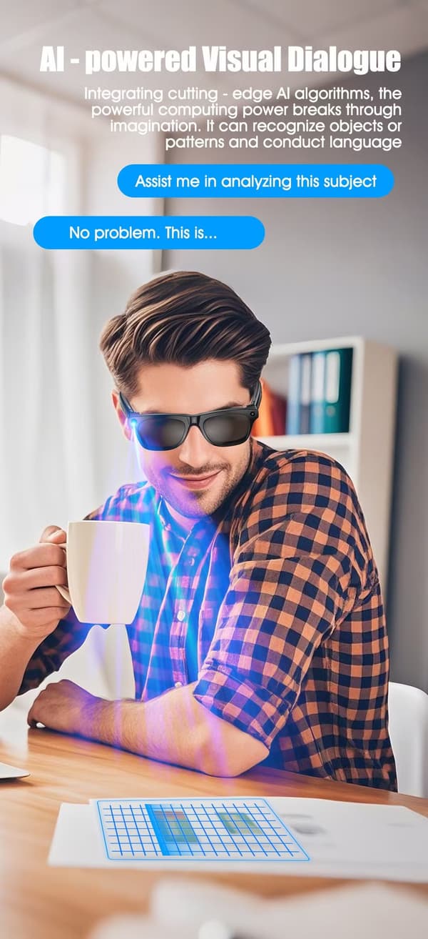 Bluetooth-älylasit, kevyet ja trendikkäät, WiFi-kamera, musta