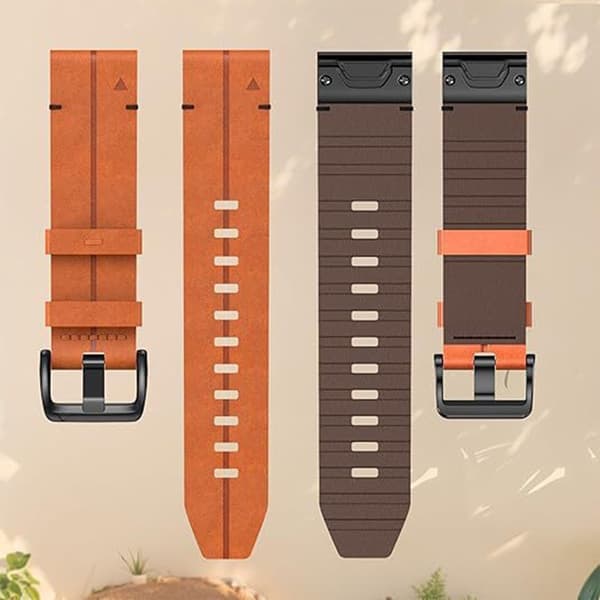 22 mm læderrem med quick release til Garmin Fenix 8/7/6/5/935, brun Brown