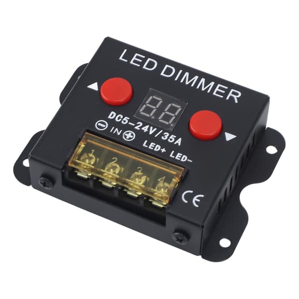 LED-lysbåndsdæmper, DC 5-24V 35A PWM-dæmpningscontroller med digitalt display, metalskal