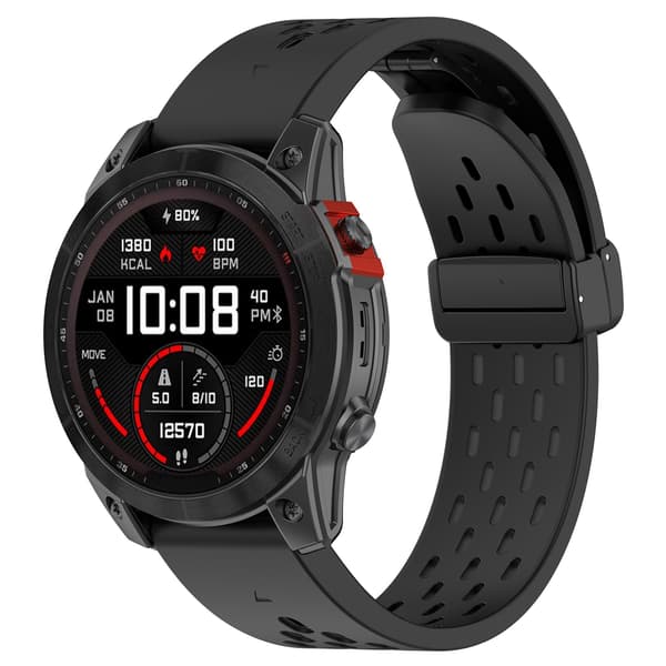 Silikone urrem kompatibel med Garmin Fenix, 22mm, QuickFit, foldespænde, hvid