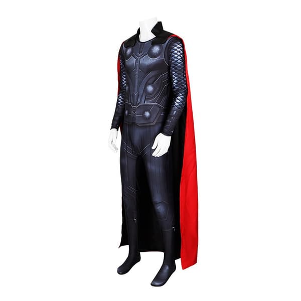 Thor Cosplay Kostume, Sorte Strømpebukser & Kappe Sæt, Mænd Halloween Superhelte Outfit