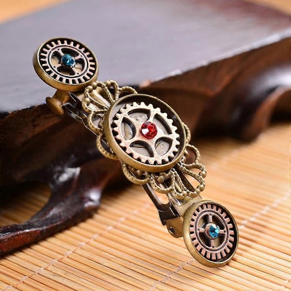 Glittrande Kristall Steampunk Kugghjul Hårklämma Set 6 Pcs
