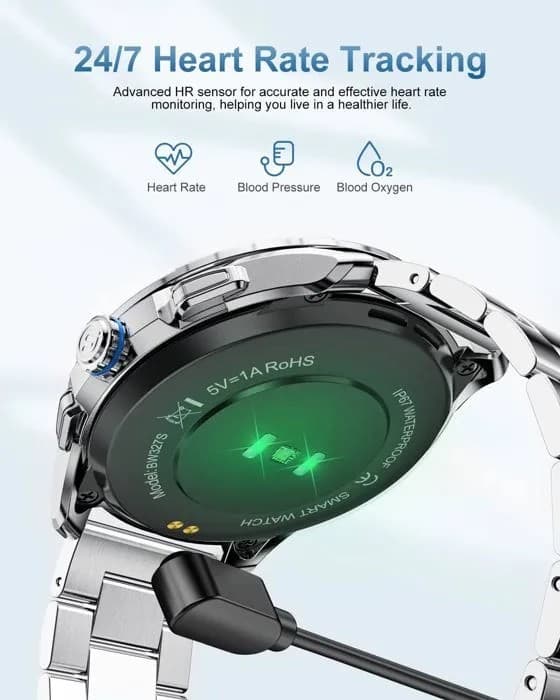 Smartwatch för män med Bluetooth-samtal, röstassistent, 20 sportlägen, IP67 vattentät