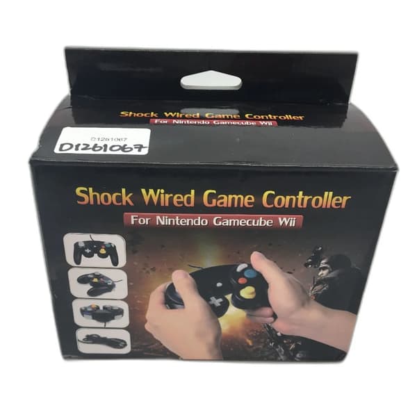 Shock kablet spilcontroller til Nintendo Gamecube GC Wii - Retro klassisk USB-controller, sort (demo, mindre ridser)
