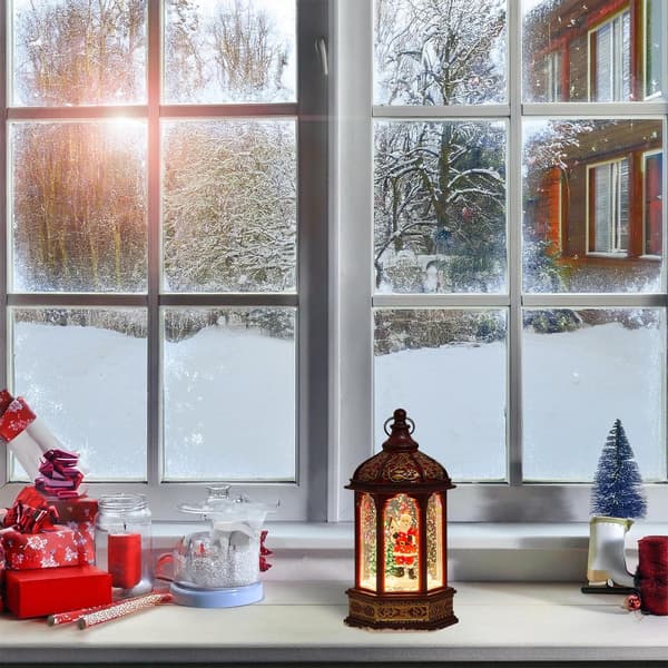 Oplyst snekugle juledekoration, festligt ornament til skrivebord, hjem og julefest Elder