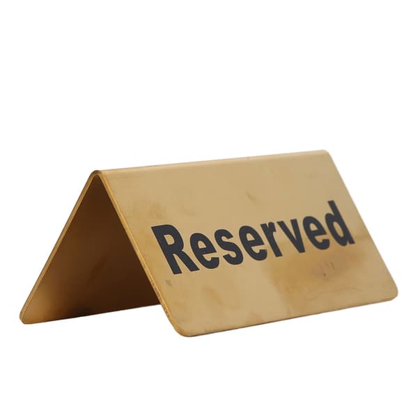 Dobbelt-sidet bordsskilt i guld rustfrit stål, pladsbesparende, til fest, bryllup, hotel, reserveret