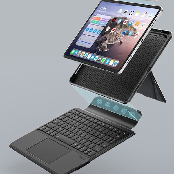 Tastaturcover til iPad 10. generation 10.9\", Baggrundsbelyst, Magnetisk, Sort