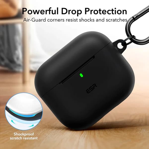 Silikonfodral för AirPods 4:e generationen - Stötsäkert skyddande skal, smal passform, stöder trådlös laddning - Svart