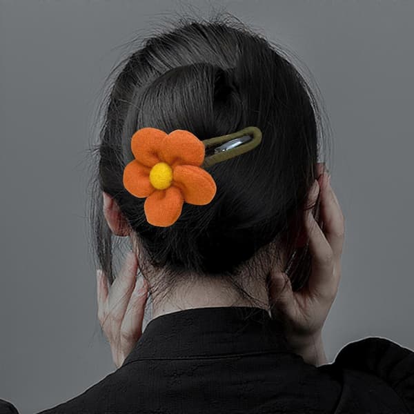Hårklype med stor blomst for høst og vinter, elegant hodeplagg for sommerdamer og kvinner Orange
