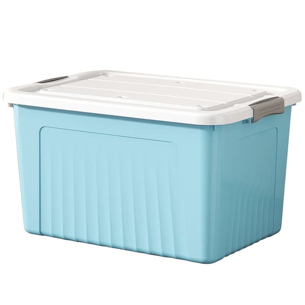 Stor förvaringslåda för kläder med lock, himmelsblå, 49x35x26 cm, leksaksförvaring Sky Blue-5