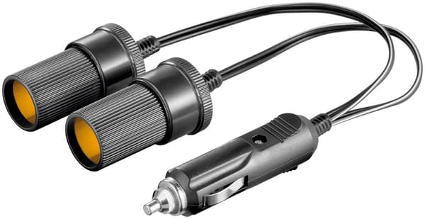 12V Bil Cigarettænder Y-splitter, 0,2m, 2,5A, Dobbeltstik, Kobbertråd