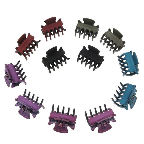 3x12 Mini Hårklemmer i Resin Plastik Klips Spænder Nåle Tilbehør 4 Pcs