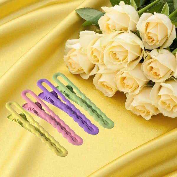 6x4x Snap Hårspænder, Metal Barrettes Søde Ensfarvede Candy Farve Hår Accessories 5 Pcs