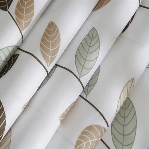 Vandtæt badeforhæng 180x180 cm, 12 rustfri kroge, moderne bladmønster, polyester