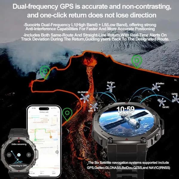 Smartklokke Sport 5 PRO 2025, HD AMOLED-skjerm, GPS, NFC, Bluetooth-samtaler, Vannbestandig, for iOS/Android