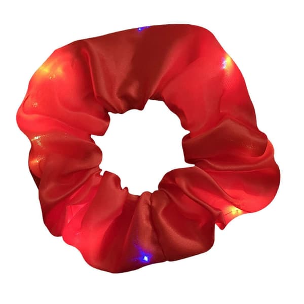 LED Lys Hår Elastikker satin og Hårbånd Hårringe Lysende Hestehale Red