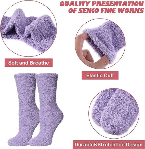 Fuzzy Damstrumpor Mjuka Varma Vintertofflor Mikrofiber Mjuka Sovstrumpor för Hemma