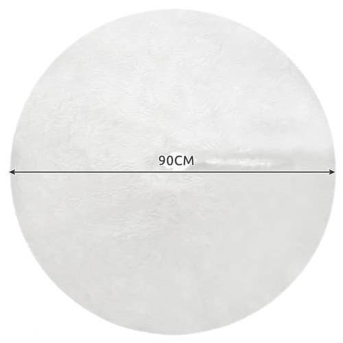 Julgransmatta, 90 cm, Rund, Fluffig, Polyester, Golvskydd för Juldekoration