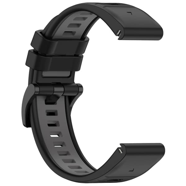 Silikone urrem til Garmin Fenix/Epix, 22 mm, tofarvet sort grå, quick release