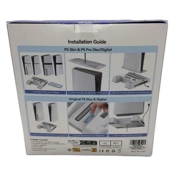 PS-konsol- og controller-ladestation, holder til gamingtilbehør, hvid, 26x26x6cm