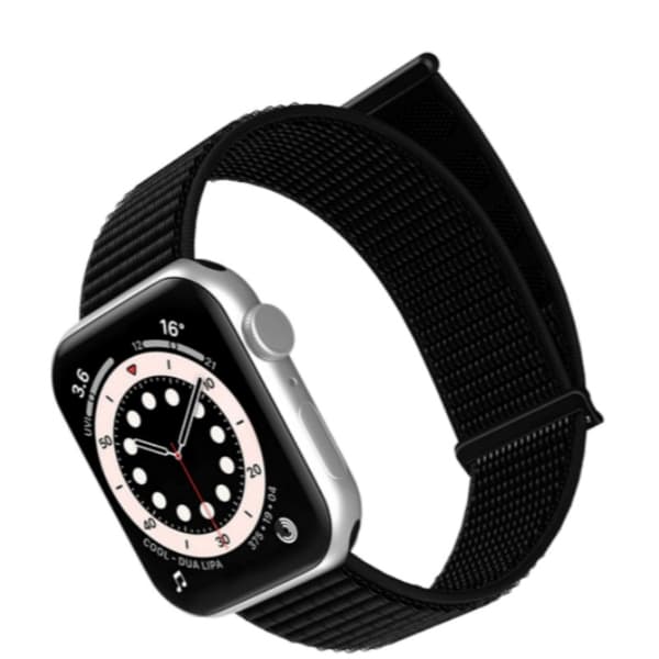 Nylon Loop Rem Kompatibel med Apple iWatch 38/40/41mm, Justerbar Krog og Løkke, Sort S