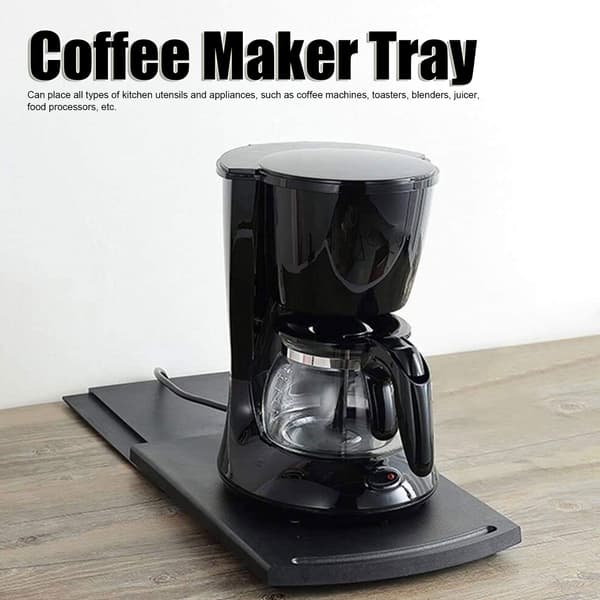 Skydbar kaffemaskinebakke, sort, bordpladeholder til kaffemaskine