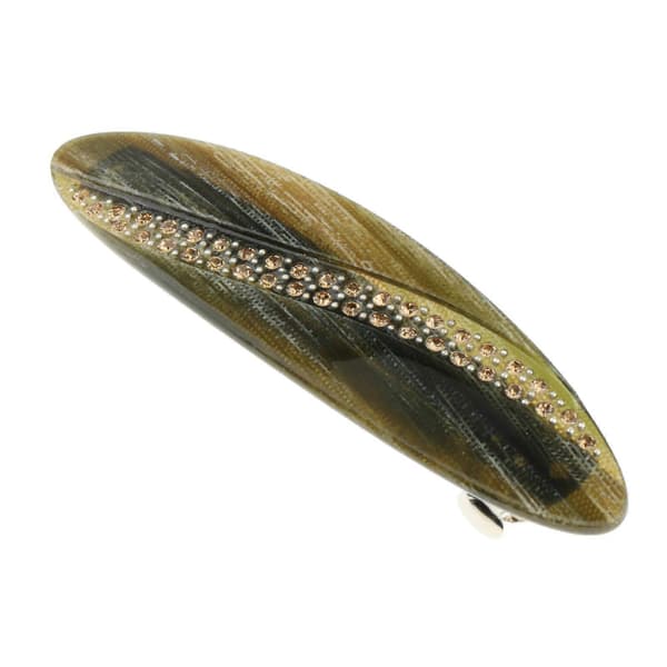 Hårspenner i cellulose med skilpaddemønster, oval form, fransk design, rektangulær Gray Brown