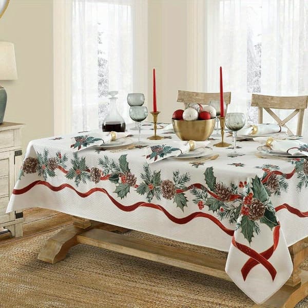 Julduk Vattentät Polyester Rektangulär Röd Dekorativ Jul 150x300cm-3