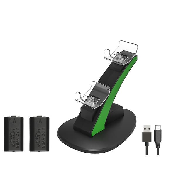Ladestation til Xbox SS SX Controller, Dobbelt Controller Oplader med 2 Batterier, Sort